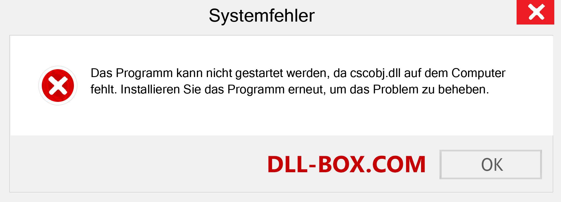 cscobj.dll-Datei fehlt?. Download für Windows 7, 8, 10 - Fix cscobj dll Missing Error unter Windows, Fotos, Bildern