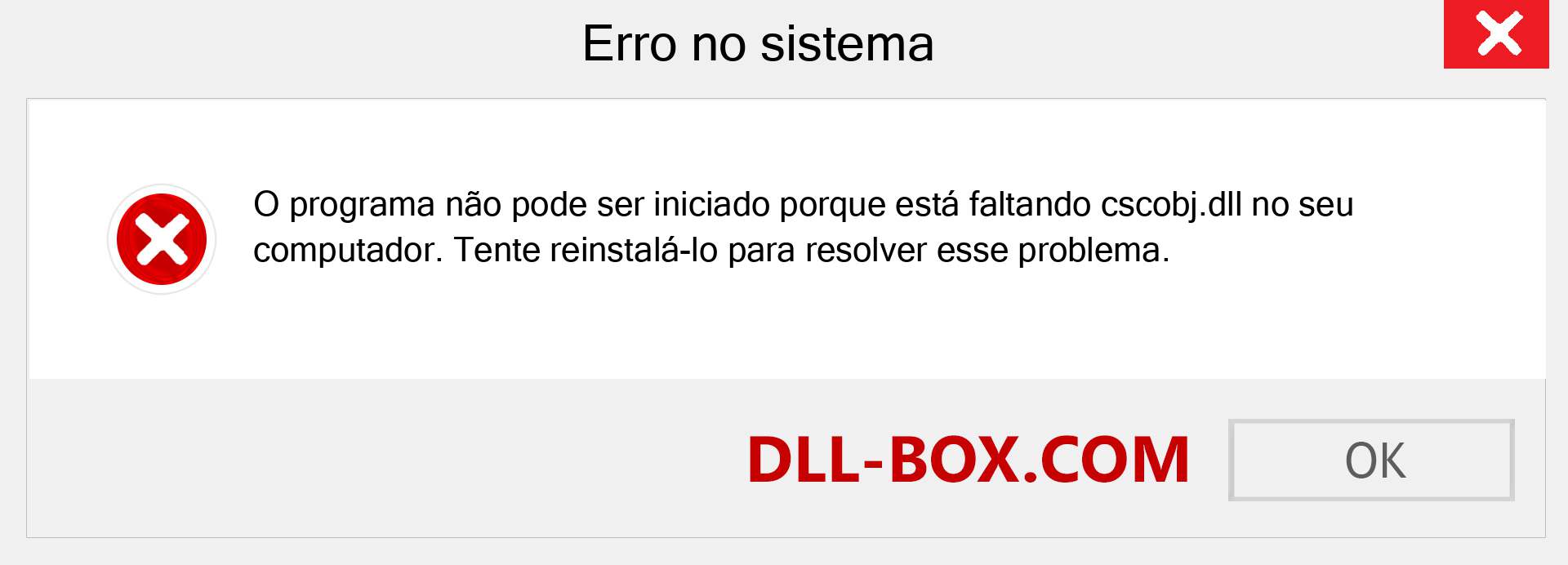 Arquivo cscobj.dll ausente ?. Download para Windows 7, 8, 10 - Correção de erro ausente cscobj dll no Windows, fotos, imagens